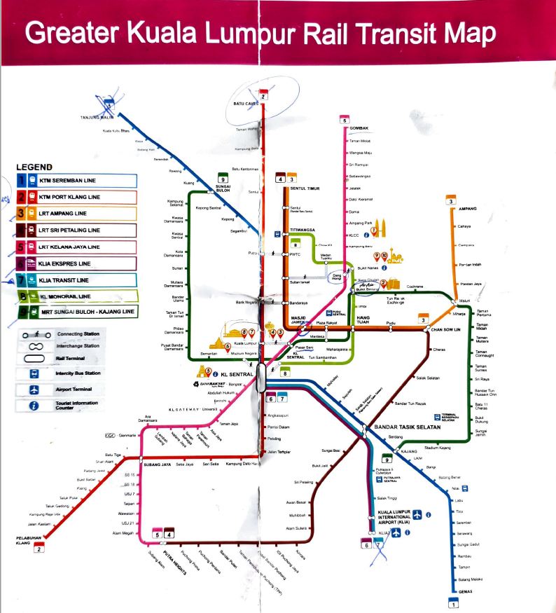 Mapa kolei w Kuala Lumpur